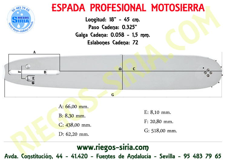 Espada 0.325" 0.058" 45 cm. Alpina