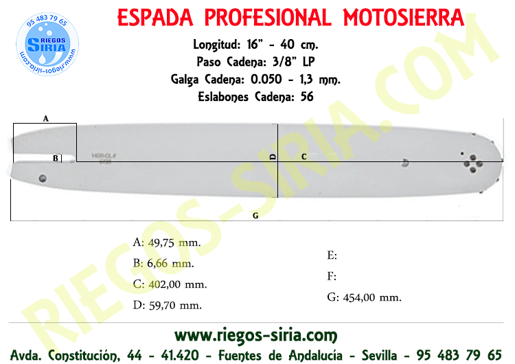 Espada Partner 3/8" BP 0.050" 40 cm.