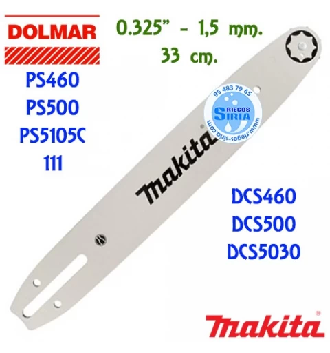 Barra Original Dolmar 111 PS460 PS500 PS5105C Makita DCS460 DCS500 DCS5030 33 cm. 0.325" 1,5 mm. 080093