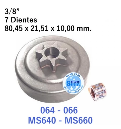 Piñón Cadena 3/8" 7 Dientes compatible 064 066 MS640 MS660 120209