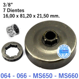 Piñón Cadena 3/8" 7 Dientes con Anillo compatible 064 066 MS640 MS650 MS660 120312