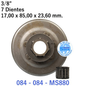 Piñón Cadena 3/8" 7 Dientes con Anillo compatible 084 088 MS880 120313