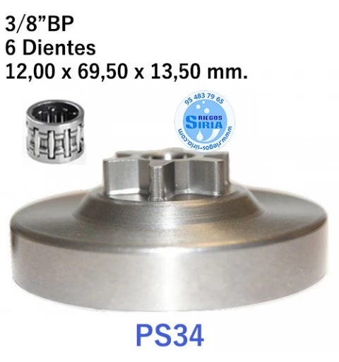 Piñón Cadena 3/8" BP 6 Dientes compatible PS34 120244