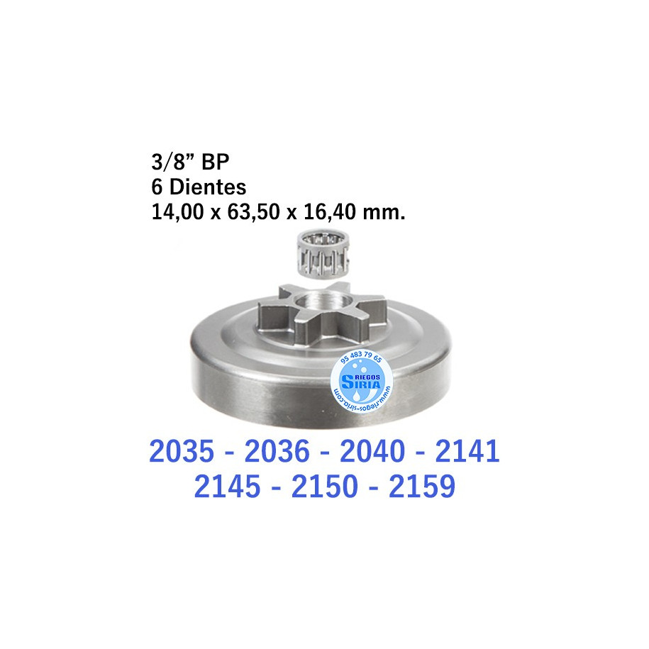 Piñón Cadena 3/8" LP 6 Dientes compatible 2035 2036 2040 2141 2145 2150 2159 120273