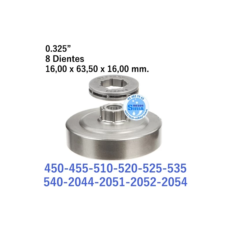 Piñón Cadena 0.325" 8 Dientes con Anillo compatible 450 455 510 520 525 535 540 2044 2051 2052 2054 2055 120270