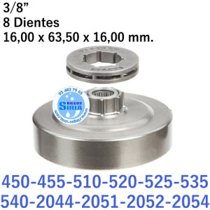 Piñón Cadena 3/8" 7 Dientes con Anillo compatible 450 455 510 520 525 535 540 2044 2051 2052 2054 2055 120271