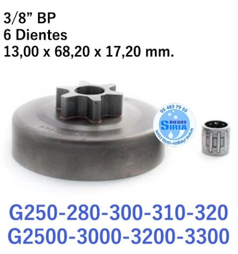 Piñón Cadena 3/8" BP 6 Dientes compatible G250 G280 G300 G310 G320AVS G2500 G3000 G3200 G3300 120288