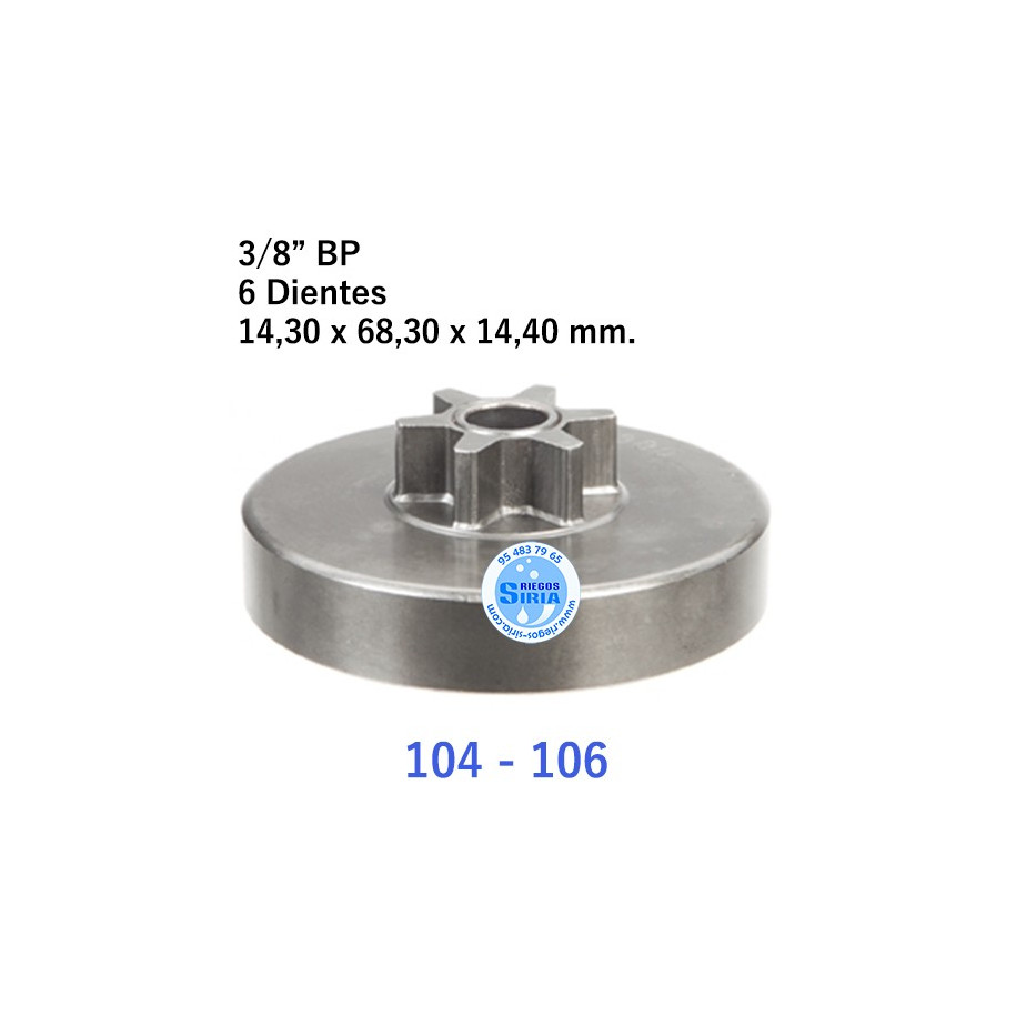 Piñón Cadena 3/8" BP 6 Dientes compatible 104 106 120026