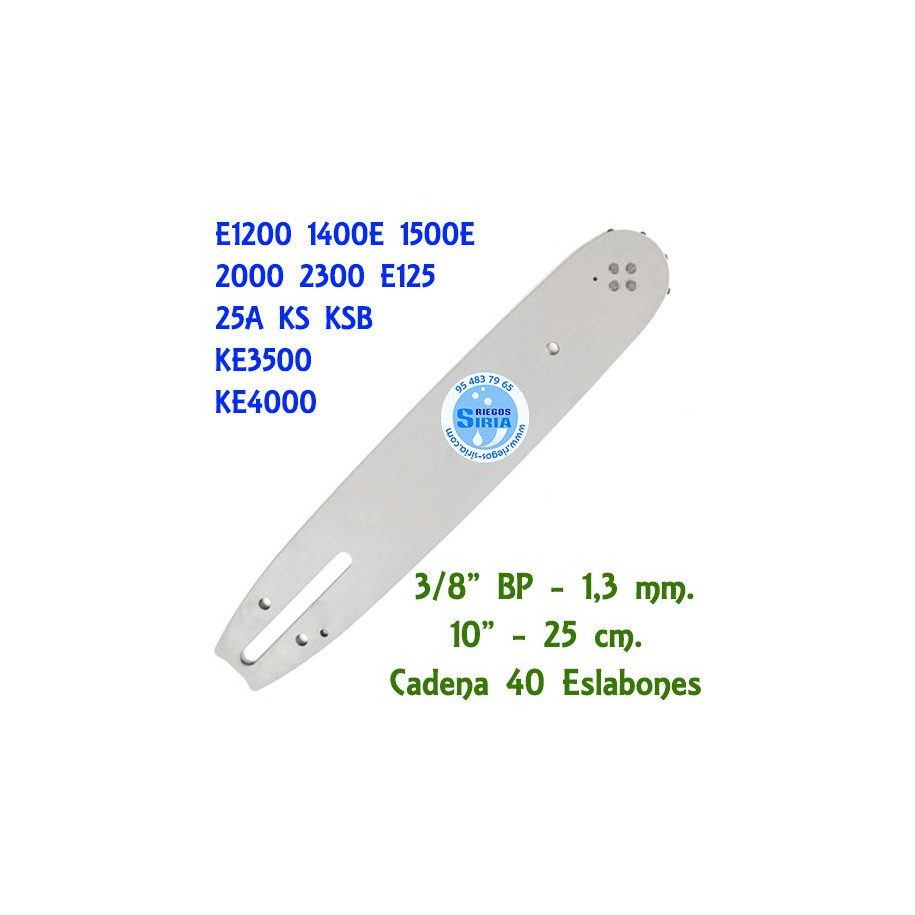 Espada 3/8" BP 1,3 mm. 25 cm. adap E1200 1400E 1500E 2000 2300 E125 25A KS KSB KE3500 KE4000 120663