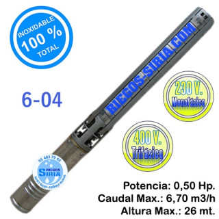 Electrobomba Sumergible Inoxidable Total 6-04 0,50CV SI0604