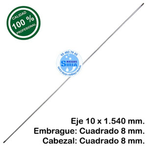 Eje Transmisión Universal Desbrozadora 154 cm. 10 mm. Embrague 8 mm. x Codo 8 mm. 130394