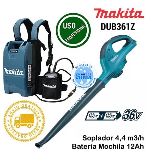 Soplador a Batería Makita DUB361Z + Mochila BL36120A DUB361Z+BL36120A