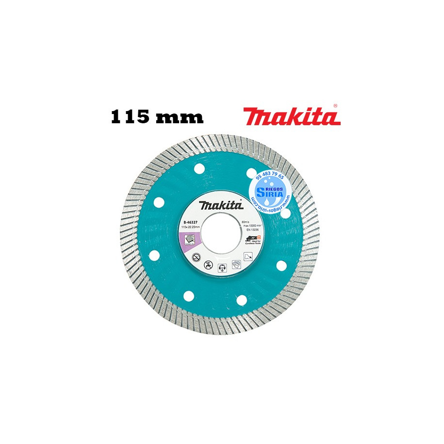 Disco Diamante Makita Porcelánico 115 mm Amoladoras Batería B-46327