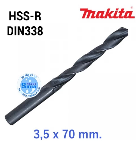 Broca para Metal HSS-R DIN338 3,5 x 70 mm. D-38358