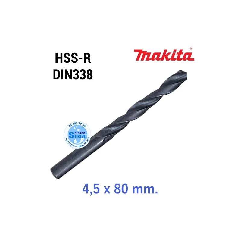 Broca para Metal HSS-R DIN338 4,5 x 80 mm. D-38386