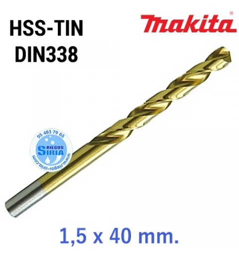 Broca para Metal HSS-TIN DIN338 1,5 x 40 mm. D-42961