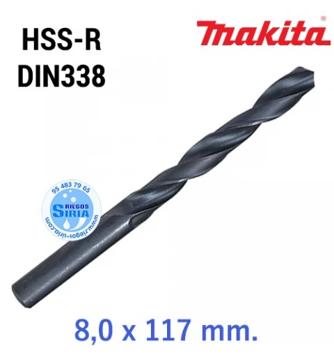 Broca para Metal HSS-R DIN338 8,0 x 117 mm. D-38467