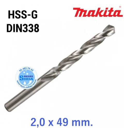 Broca para Metal HSS-G DIN338 2,0 x 49 mm. D-09662