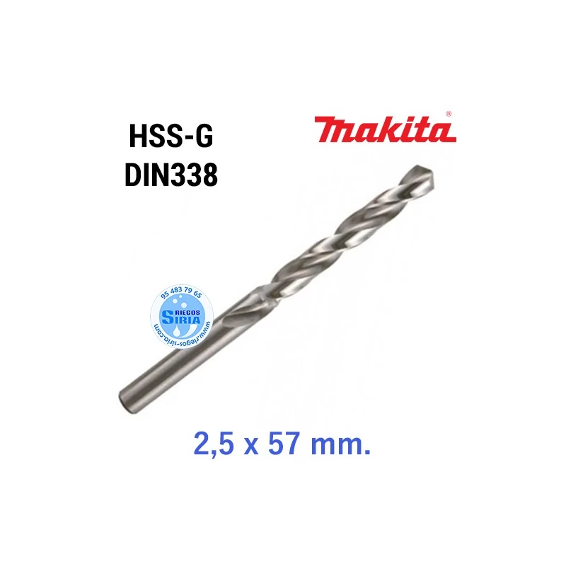 Broca para Metal HSS-G DIN338 2,5 x 57 mm. D-09678