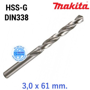 Broca para Metal HSS-G DIN338 3,0 x 61 mm. D-09684