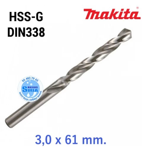 Broca para Metal HSS-G DIN338 3,0 x 61 mm. D-09684