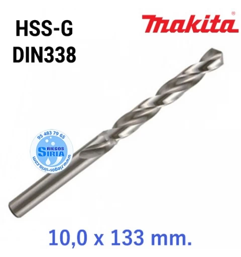 Broca para Metal HSS-G DIN338 10,0 x 133 mm. D-09824