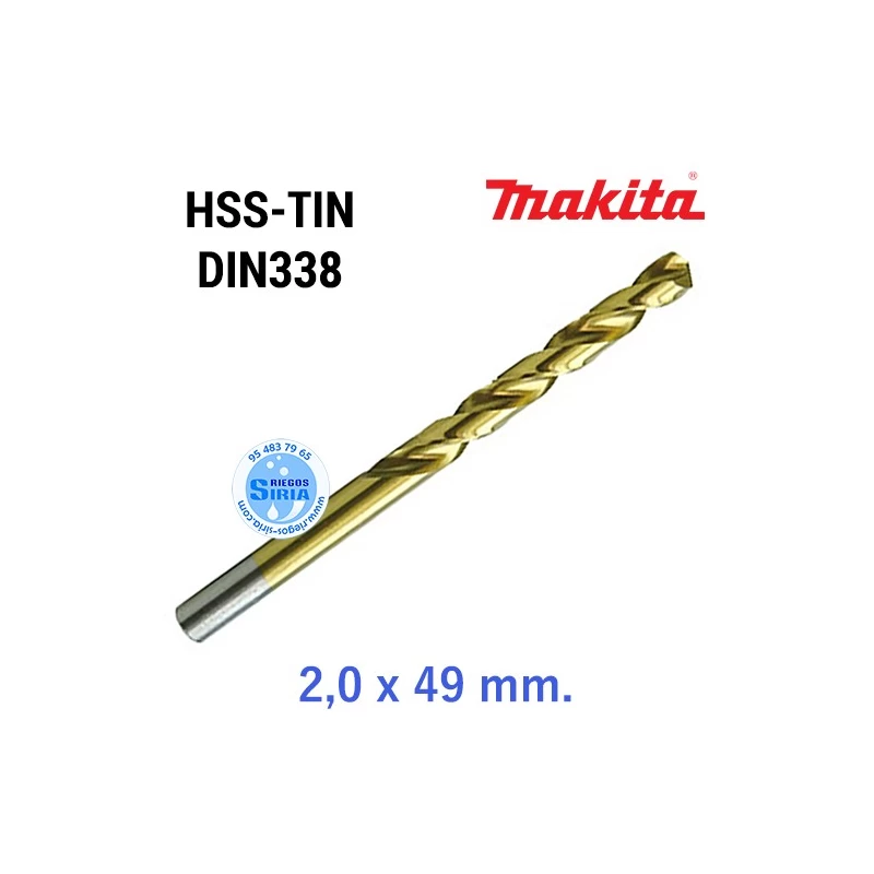Broca para Metal HSS-TIN DIN338 2,0 x 49 mm. D-42977