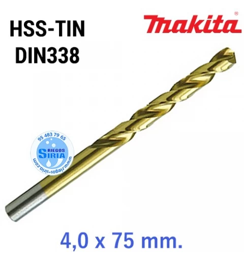 Broca para Metal HSS-TIN DIN338 4,0 x 75 mm. D-43044