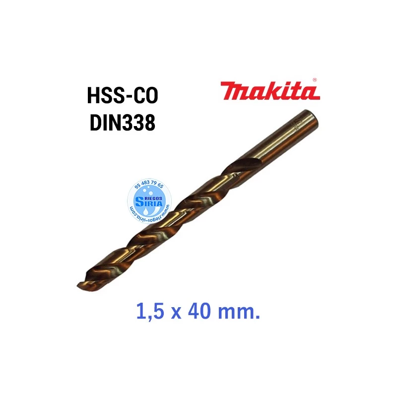 Broca para Metal HSS-CO DIN338 1,5 x 40 mm. D-17289
