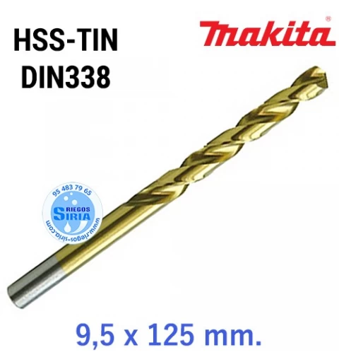 Broca para Metal HSS-TIN DIN338 9,5 x 125 mm. D-43197
