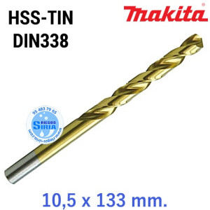 Broca para Metal HSS-TIN DIN338 10,5 x 133 mm. D-45375