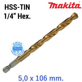 Broca para Metal HSS-TIN 1/4" Hexagonal 5,0 x 106 mm. D-14962