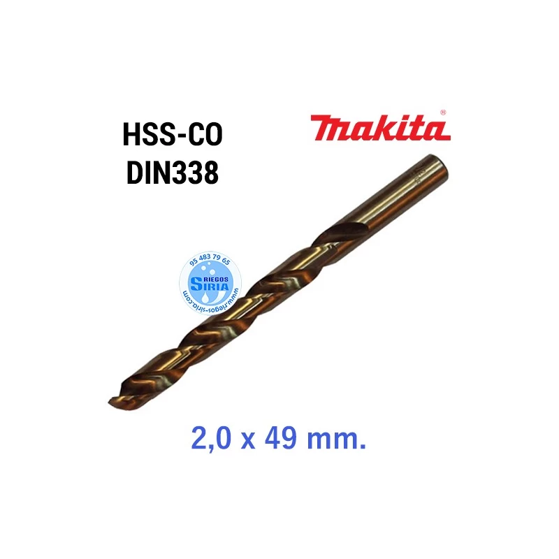 Broca para Metal HSS-CO DIN338 2,0 x 49 mm. D-17295