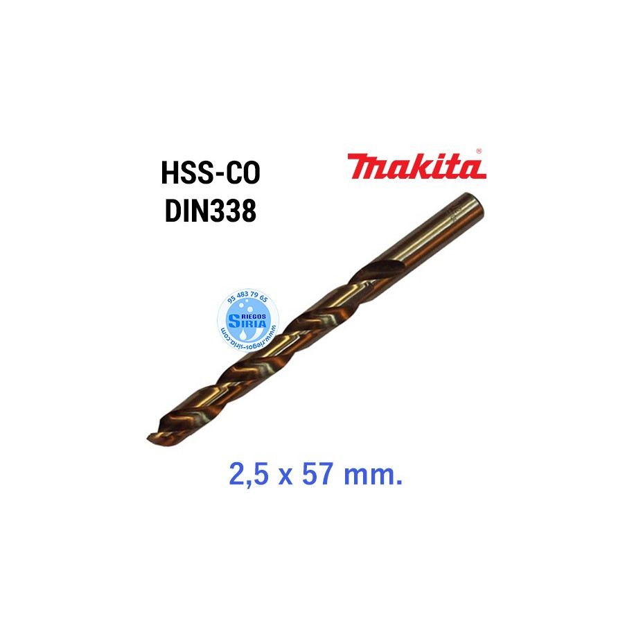 Broca para Metal HSS-CO DIN338 2,5 x 57 mm. D-17304