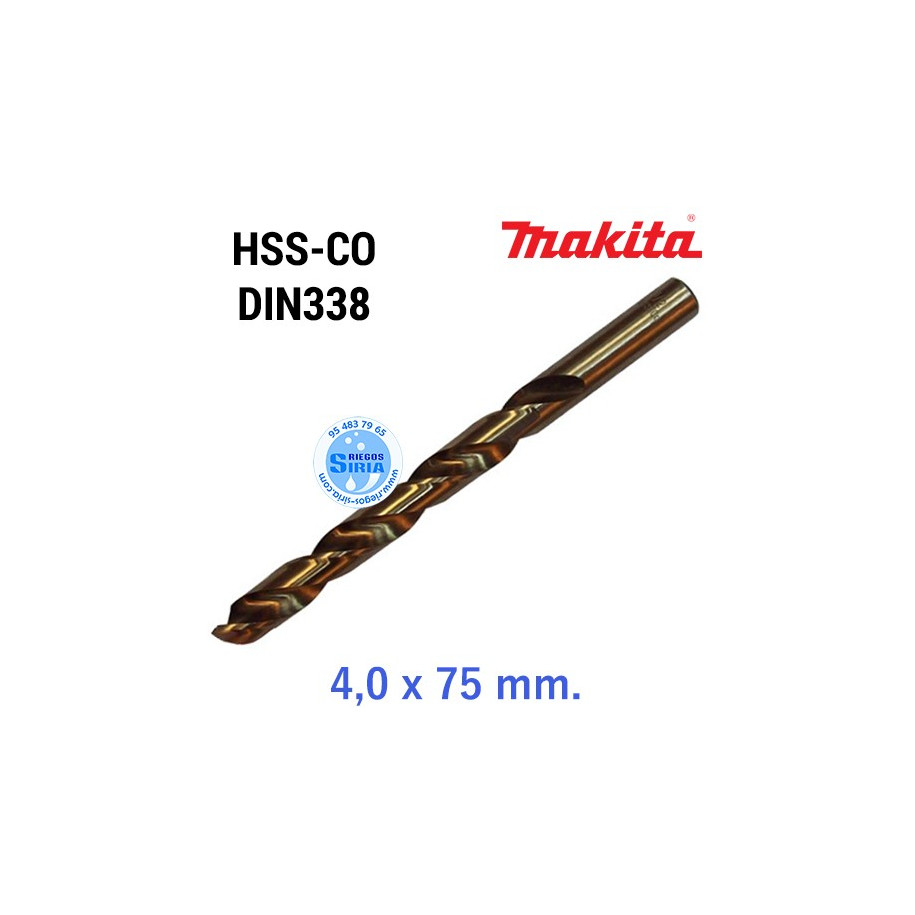 Broca para Metal HSS-CO DIN338 4,0 x 75 mm. D-17348