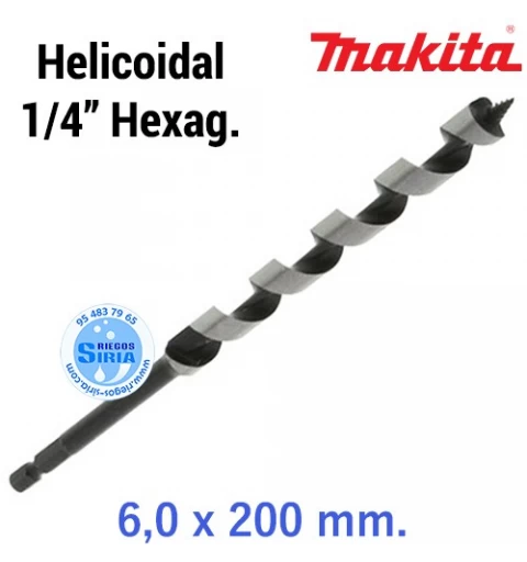Broca para Madera Helicoidal 1/4" Hexagonal 6 x 200 mm. D-15992