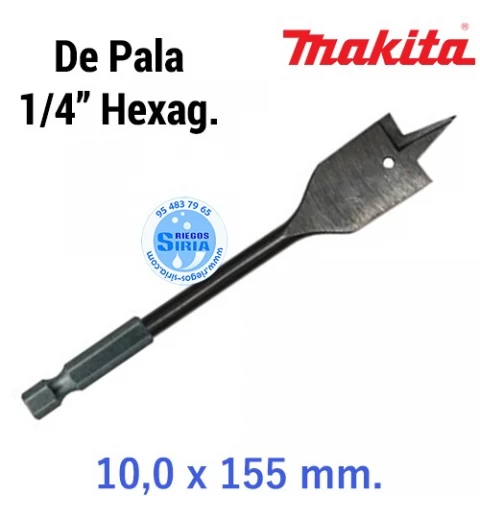 Broca para Madera de Pala 1/4" Hexagonal 10 x 155 mm. P-44507