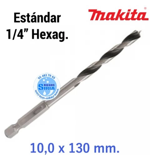 Broca para Madera Estándar 1/4" Hexagonal 10 x 130 mm. D-15914