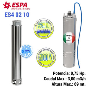 Bomba Sumergible Cuerpo ES4 02 10 Con Motor Baño Aceite 0,75CV ES40210