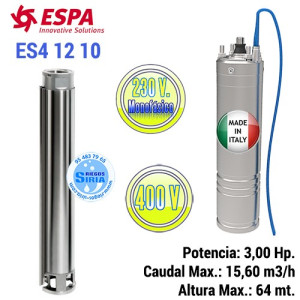 Bomba Sumergible Cuerpo ES4 12 10 Con Motor Baño Aceite 3,00CV ES41210