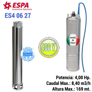 Bomba Sumergible Cuerpo ES4 06 27 Con Motor Baño Aceite 4,00CV ES40627