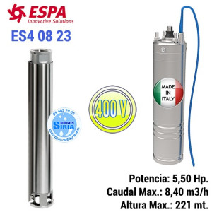 Bomba Sumergible Cuerpo ES4 08 23 Con Motor Baño Aceite 5,50CV ES40823