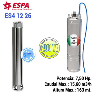 Bomba Sumergible Cuerpo ES4 12 26 Con Motor Baño Aceite 7,50CV ES41226