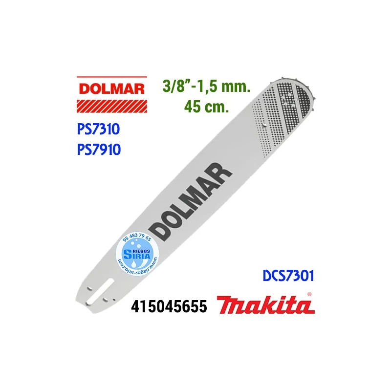 Barra Piñón 45cm 3/8" 1,5mm. Dolmar PS7310 PS7910 Makita DCS7301 120758
