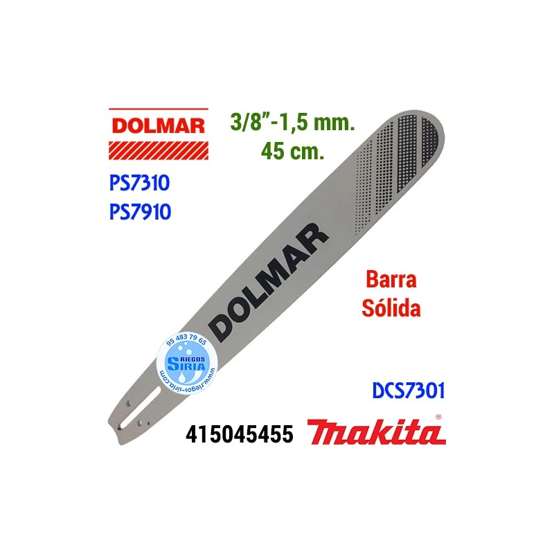 Barra Sólida 45cm 3/8" 1,5mm. Dolmar PS7310 PS7910 Makita DCS7301 120757