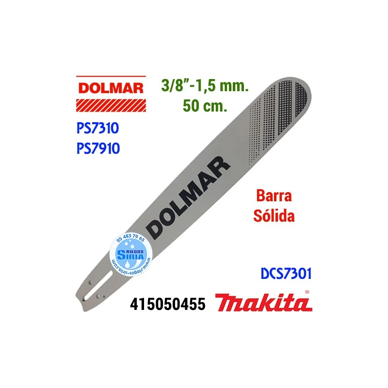 Barra Sólida 50cm 3/8" 1,5mm. Dolmar PS7310 PS7910 Makita DCS7301 120760