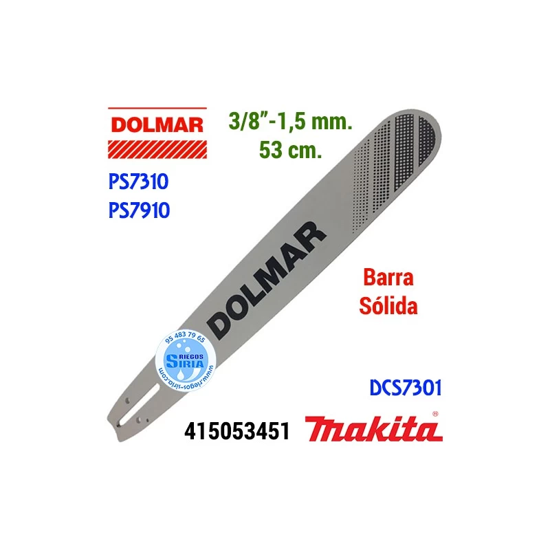 Barra Sólida 53cm 3/8" 1,5mm. Dolmar PS7310 PS7910 Makita DCS7301 120786