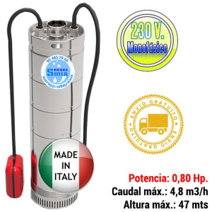 Bomba de Agua Sumergible 4,8m3/h 0,80CV 5HDE308X1 con Boya 5HDE308X1