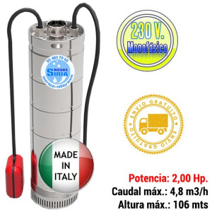 Bomba de Agua Sumergible 4,8m3/h 2,00CV 5HDE320X1 con Boya 5HDE320X1