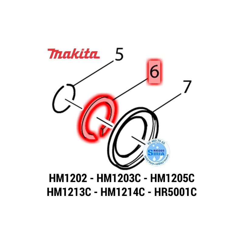 Segmento Makita HM1202 HM1203C HM1205C HM1213C HM1214C HR5001C 961232-3